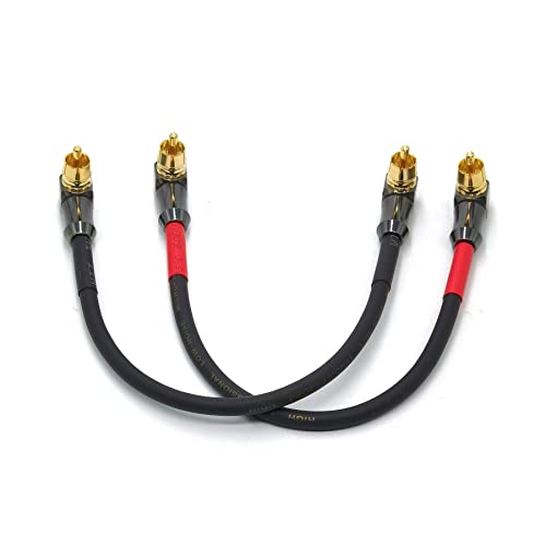 WJSTN-061 90 Degree Right Angle RCA Cable Subwoofer Cable Male-to-Male RCA Audio Cable 2Pack (8in) - size: 8in