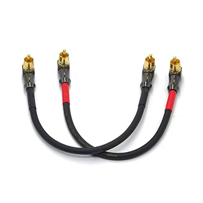 WJSTN-061 90 Degree Right Angle RCA Cable Subwoofer Cable Male-to-Male RCA Audio Cable 2Pack (8in) - size: 8in
