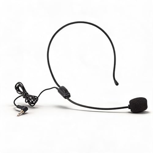Mini Wired Condenser Microphone, Headset with 3.5mm Jack | Head Wear Microphone for Teachers, Lightweight ABS, Unidirectional Pickup, for Presentations and Voice Amplifiers