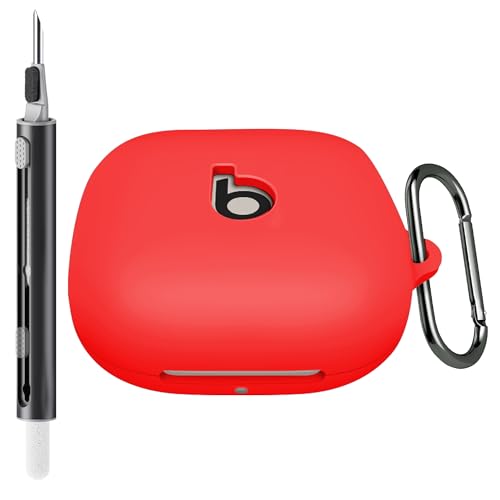 Cover for Beats Powerbeats Pro 2 Case (Red) | with Cleaning Kit and Carabiner, Soft Silicone Shockproof Protective Case Cover for Powerbeats Pro 2 - color: Red