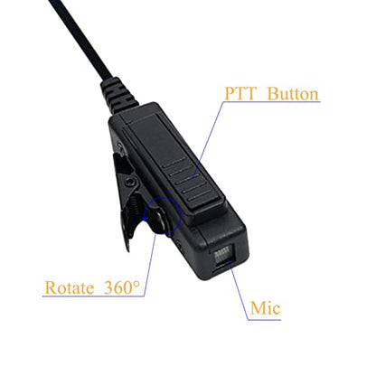 워키 토키 이어피스, 마이크 어쿠스틱 튜브 양방향 라디오 헤드셋, Baofeng UV-5R BF-888S Kenwood TK-3160 RT22와 호환, 경찰 보안 밀리터리 나이트클럽 창고용 개인 이어 피스, 1팩