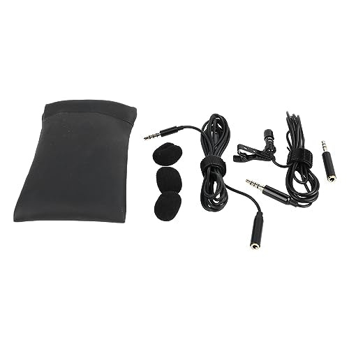 Keenso 360 Degree Clamp/Holder On Lavalier Lapel Mic Windscreen 3.5mm Interface Long Cable for Clear Sound Pickup Wired Microphone Black