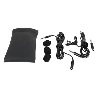 Keenso 360 Degree Clamp/Holder On Lavalier Lapel Mic Windscreen 3.5mm Interface Long Cable for Clear Sound Pickup Wired Microphone Black