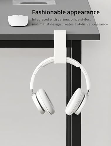 Headphone Hook，Headphone Stand，PC Gaming Headset Holder for Desk，Headset Hook，Desk Headphone Hanger，Desk Hook with 360-Degree Adjustable Rotation - color: White