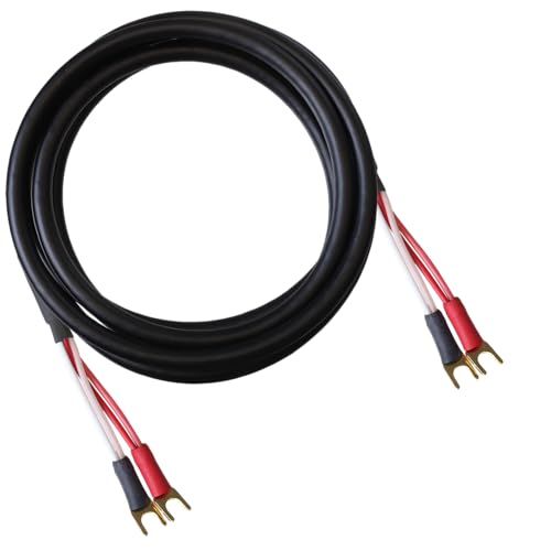 Blue Jeans Cable Canare 4S11 Speaker Cable, with Ultrasonically-Welded Conventional (Non-Bi-Wire) Terminations, (One Cable - for one Speaker); Assembled in The USA (4 Foot, Black, Spades to Spades) - color: Black, size: 4 foot, style: Spades to Spades