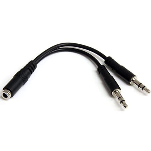 StarTech 3.5mm 4 Position to 2x 3 Position Headset Splitter (MUYHSFMM) | 3.5mm Headset Adapter Cable, Female to Male - size: F/M