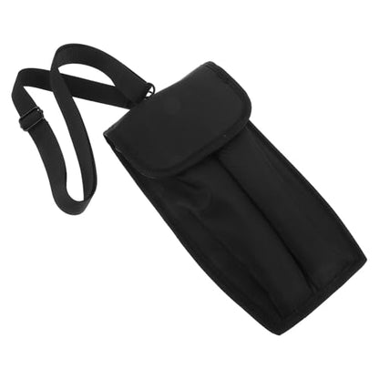 SHINEOFI Portable Microphone Storage Pouch with Thick Inner Padding and Divider Structures, Snug Fit for Dual Handheld Microphones and Receiver, Black Cloth Carrying Case with Shoulder