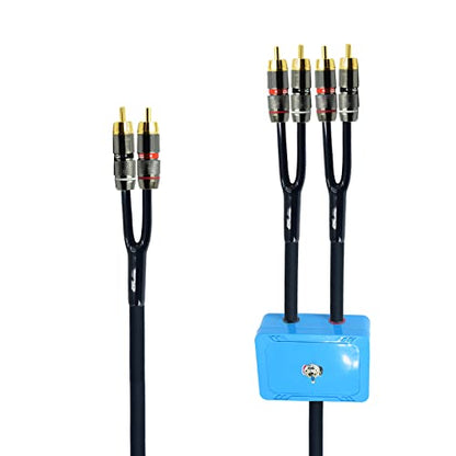 2ft Sound Channel swicher 2 male to 4 Male RCA Switch Selector 2 input 1 Output R/L Stereo Audio 1 in 2 Out Stereo Audio Splitter with Mute Button No External Power Required CD Speaker DVD Playe - size: 2ft, style: rca switch