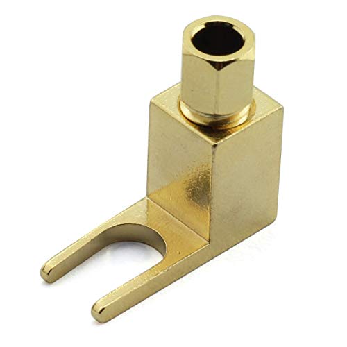 8 PCS Speaker Cable Connector, Hi-end Banana to Spade Adapter Plug Speaker Cable Wire Right Angle Spade Fork and Binding Post Connector HiFi Gold