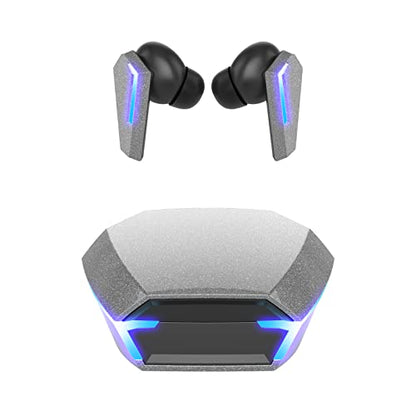 NW HANDA M10 Bluetooth Gaming Headphones True Wireless Earbuds with Bluetooth 5.2 HiFi Stereo Sound Microphone Game/Music Mode LED Light 40ms Ultra Low-Latency 24H Playtime Waterproof Earphones - color: Silver