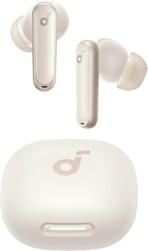 Soundcore P40i by Anker, Noise Cancelling Wireless Earbuds, Adaptive Noise Cancelling to Environments, Heavy Bass, 60H Playtime, 2-in-1 Case and Phone Stand, IPX5, Wireless Charging (Renewed) - color: White