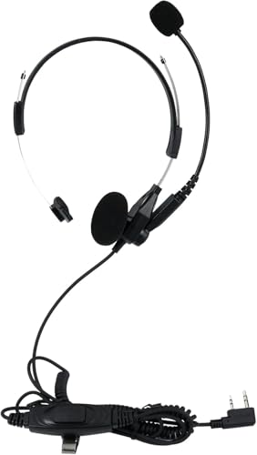 Retevis EHK013 Two Way Radio Headset, for Retevis RT22/RT21/RT68/H777/RT68H | Kevlar Cable, Coiled Cord, Compatible with Pxton, Baofeng, Kenwood Walkie Talkie, Overhead Walkie Talkie Headset, 2 Pack