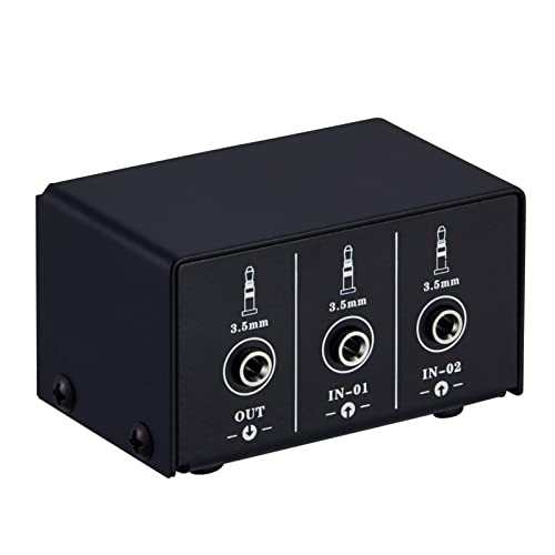 Audio Switcher 3.5mm 2 in 1 Out/1 in 2 Out A/B Switch Stereo Audio Splitter Box with No Distortion 3.5mm Jack for Switching Between Computer Speakers and Headphones - size: 3.5mm jack