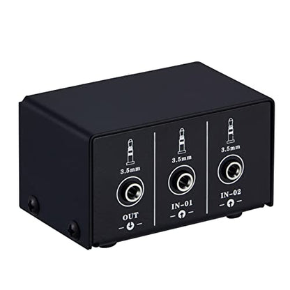Audio Switcher 3.5mm 2 in 1 Out/1 in 2 Out A/B Switch Stereo Audio Splitter Box with No Distortion 3.5mm Jack for Switching Between Computer Speakers and Headphones - size: 3.5mm jack