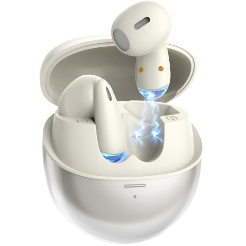 MINISO True Wireless Earbuds with Charging Case, Bluetooth 6.0 Ear Buds | In Ear Headset, HiFi Stereo, 50 H Playback Earphones with ENC Mic, Hands-Free Clear Calls for TV Smart Phone Laptop Sports - color: Beige