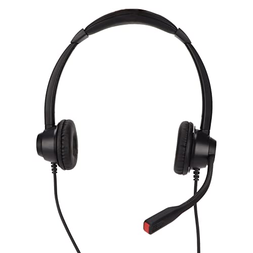 H390D - RJ9 - MVA Dual Ear Wired Telephone Headset, Noise Canceling Office Headset with RJ9 Plug, Lightweight Comfortable Business Calling Headset for Call Center and Home Office U