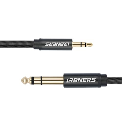 3.3FT 3.5mm Male to 6.35mm Male TRS Stereo Audio Cable, Black Spray-Paint Shell, 1/4 Inch to 1/8 Inch Jack Converter Braided Cable for Headphones, Instruments, Speakers 2-Pack - color: 3.3FT - 2Pack