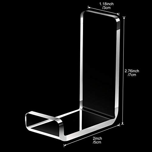 Weewooday 4 Pieces Headphone Hanger Headset Stand Holder, Clear | Adhesive Wall Mount Holder for Gaming Desk, Non-Slip Pad Design, Space Saving Earphone Hanger, Earmuff Compatible Hook - color: Clear