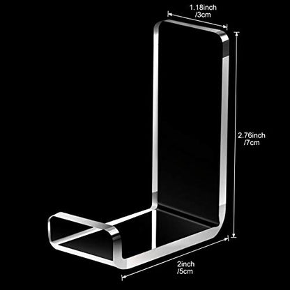 Weewooday 4 Pieces Headphone Hanger Headset Stand Holder, Clear | Adhesive Wall Mount Holder for Gaming Desk, Non-Slip Pad Design, Space Saving Earphone Hanger, Earmuff Compatible Hook - color: Clear