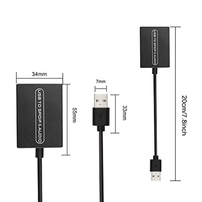 GINTOOYUN USB Audio Extractor Converter USB to Optical Spdif Toslink & 3.5mm Audio Adapter Converter for TV, PS5, PS4, PC, Laptop,Smartphone to Sound Box Amplifier or Home Theater