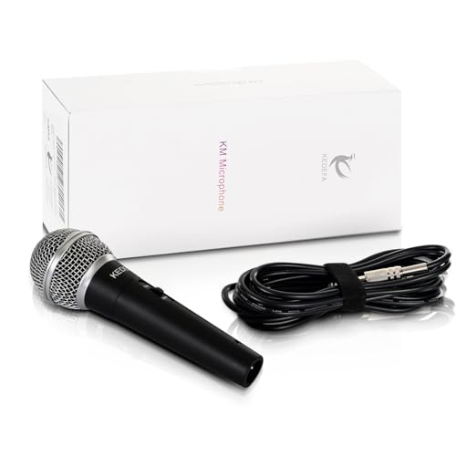 KM58 Handheld Wired Karaoke Microphone, Cardioid Dynamic Vocal Mic with 13.12ft Detachable XLR Audio Cable and ON/Off Switch, for Karaoke Singing Machine, Speaker