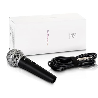 KM58 Handheld Wired Karaoke Microphone, Cardioid Dynamic Vocal Mic with 13.12ft Detachable XLR Audio Cable and ON/Off Switch, for Karaoke Singing Machine, Speaker