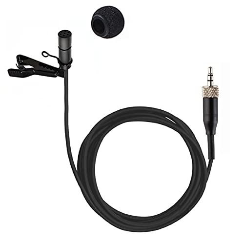 Lavalier Microphone Lapel Mic Compatible with Sennheiser Bodypack | Omnidirectional Condenser Clip On Microphone for Wireless Transmitter System 3.5mm Stereo Female Screw Plug with Clip & Cap