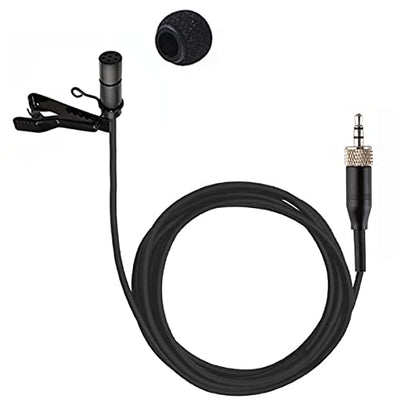 Lavalier Microphone Lapel Mic Compatible with Sennheiser Bodypack | Omnidirectional Condenser Clip On Microphone for Wireless Transmitter System 3.5mm Stereo Female Screw Plug with Clip & Cap