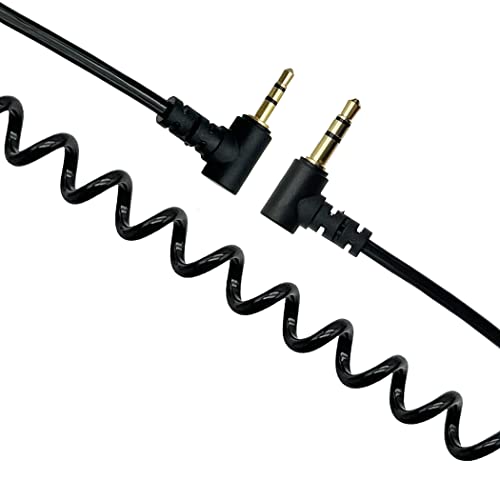 Seadream Coild 3.5mm to 2.5mm Audio Cable, 2Pack 90 Degree Double Angled 2.5mm Male to 3.5mm 1/8inch Male TRS Stereo Audio Headphone Aux Coiled Cord Cable (Coiled 2Pack)
