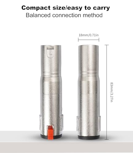 Lockable 1/4 TRS Female to 3Pin XLR Male Audio Adapter, Balance 6.35mm to XLR Adapter for Microphones, Mixing Consoles, and Power amplifiers-2 Pack - color: silver