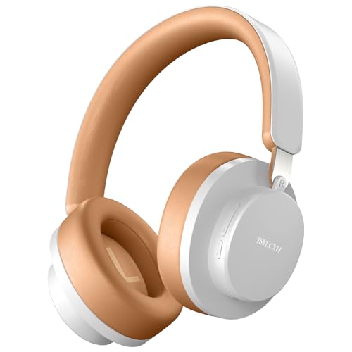 Over Ear Headphones Wireless Bluetooth, Noise Cancelling Headphones Bluetooth with Microphone, Cancelling Wireless Headphones Over Ear, 65h Playtime, Clear Calls, Comfort Fit For Travel (Grey Brown) - color: Grey Brown