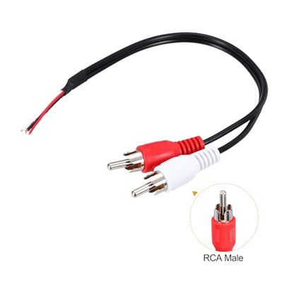 uxcell 8 Inch Open Red/White RCA 2-Male Plug Jack Connector Adapter to Bare Wire Open End Audio Video RCA Cable for Amplifier Speaker Wire Pack of 2