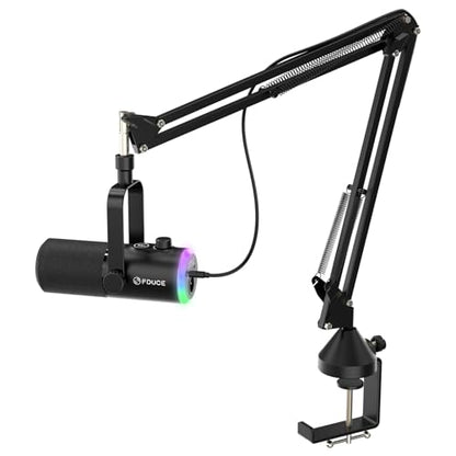 USB/XLR Gaming Microphone kit, Dynamic PC Mic for Podcasting Streaming, Computer RGB Mic Kit with Boom Arm Stand, Mute Button and Headphone Jack, for Recording, Vocal Voice-Over (D30+) - style: D30+ Microphone with Boom Arm