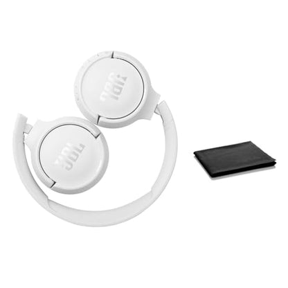 JBL Tune 510BT Wireless On-Ear Headphones with Pure Bass Sound, 40 Hours Battery, Fast Charging, Built-in Microphone, Bluetooth Connectivity, Lightweight Foldable Design, Includes Cloth