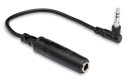 Hosa MHE-100.5 Headphone Adaptor, 1/4 Inch TRS to Right-angle 3.5 mm, 6 Inches - size: 0