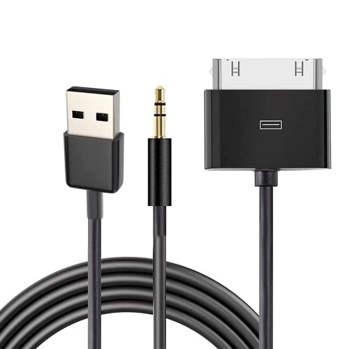 30 Pin to AUX USB, 30 Pin Charger Dock to 3.5mm Car AUX Audio USB Charger Cable Data Sync Transfer & Charging for Phone 3G 4G Pod Touch (Black) | USB Charger Cable Data Sync Transfer & Charging for Phone 3G 4G Pod Touch (Black)