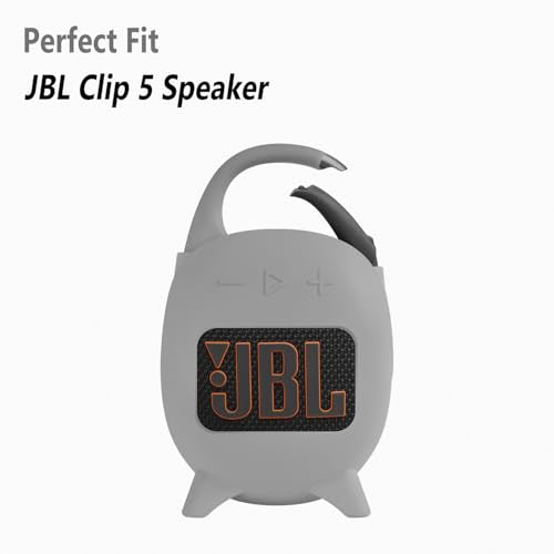 Geiomoo Silicone Carrying Case for JBL Clip 5, Protective Portable Scratch Shock Resistant Cover (Gray) - color: Gray