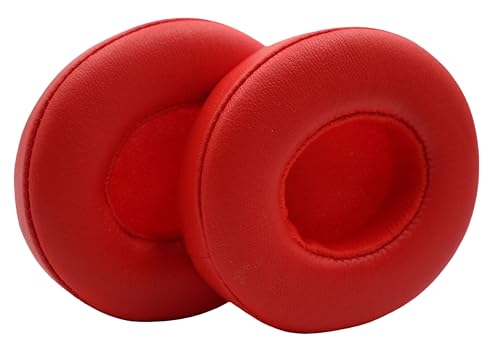Replacement Ear Pads for Beats Solo 3/2 Wired On-Ear Headphones - Red | Fit for Beats Solo 3/Solo 2 Wired/Wireless A1796/B0534 Headphone, Dust Proof Protein Leather Cushions with Memory Foam Covers - color: Red