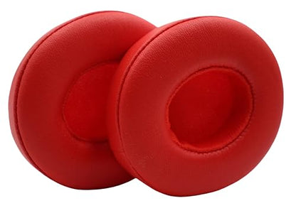 Replacement Ear Pads for Beats Solo 3/2 Wired On-Ear Headphones - Red | Fit for Beats Solo 3/Solo 2 Wired/Wireless A1796/B0534 Headphone, Dust Proof Protein Leather Cushions with Memory Foam Covers - color: Red
