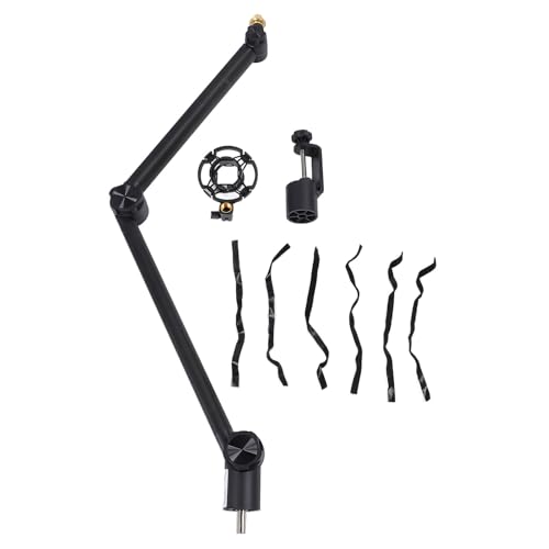 Zerone Adjustable Microphone Boom Arm Stand,Full 360 Degrees Rotation Mic Suspension Boom Arm Stand,Cable Management Channels, 3/8 to 5/8 Screw Adapter, Ideal for Podcast Streaming,