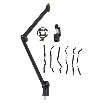 Zerone Adjustable Microphone Boom Arm Stand,Full 360 Degrees Rotation Mic Suspension Boom Arm Stand,Cable Management Channels, 3/8 to 5/8 Screw Adapter, Ideal for Podcast Streaming,
