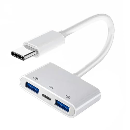 CY Type C USB-C to Dual Type-A USB3.0 Female with PD Power Charge Adapter Compatible with Laptop Tablet Phone - style: USB*2+PD