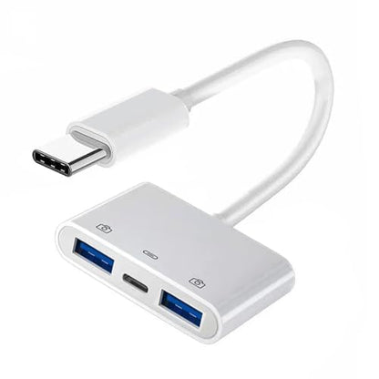 CY Type C USB-C to Dual Type-A USB3.0 Female with PD Power Charge Adapter Compatible with Laptop Tablet Phone - style: USB*2+PD