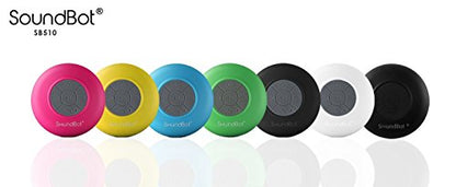 Soundbot SB510 Water-Resistant Bluetooth Shower Speaker, Suction Cup, White | Up to 6 hours of playtime, built-in microphone, 33-foot range, tactile controls, compact design, clear audio, USB charging - color: White, size: 4*3.38*3.38 in.