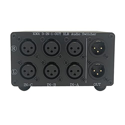 X301 3-Way XLR Stereo Audio Switcher Selector Switch Box Passive | 3 IN 1 OUT you sw between 3 XLR audio sources in avoiding frequent cable changes，Bi-Direction passive NO power plug and play - color: 3-IN-1-OUT