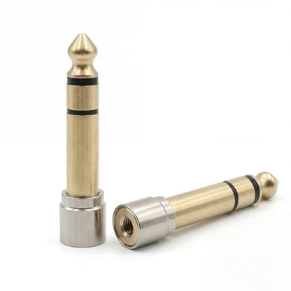 6.35mm(1/4 Inch) Male to 3.5mm(1/8 Inch) Female Headphone Adapter | 24K Gold-Plated Audio Jack Converter for Electric Piano and Drums, Amp, Guitar, Mixing Console, Aux Cable - 2 Pack - color: Short Shank