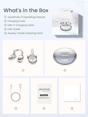 JewelPods C3 Wireless Bluetooth Earbuds, Jeweled Open-Ear Headphones, SLV - color: SLV