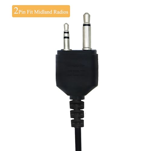 Walkie Talkie Earpiece with Mic PTT 2 Pin D Shape Radio Headset Compatible with Midland LXT118 GXT1000VP4 LXT500VP3 LXT600VP3 LXT380 Two Way Radios (1 Pack)