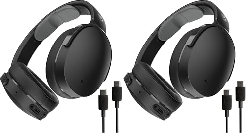 Skullcandy Hesh Evo Wireless Over-Ear Bluetooth Headphones with Extra USB-C Charging Cable, Noise Isolating,36Hrs Battery, Foldable Lightweight, Microphone for iPhone Android True Black,(Pack of 2) - color: True Black, size: One Size (Pack of 2)