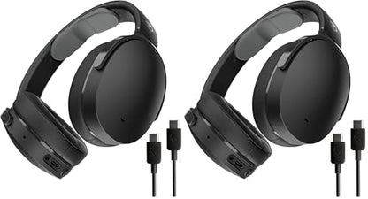 Skullcandy Hesh Evo Wireless Over-Ear Bluetooth Headphones with Extra USB-C Charging Cable, Noise Isolating,36Hrs Battery, Foldable Lightweight, Microphone for iPhone Android True Black,(Pack of 2) - color: True Black, size: One Size (Pack of 2)